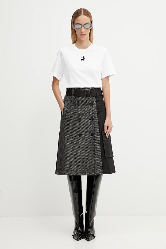 JW Anderson t-shirt bawełniany Anchor Embroidery Panelled Cropped JT0259.PG1715 biały