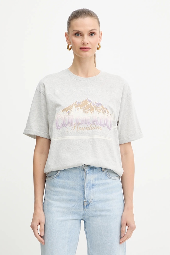 Bavlnené tričko BOSS Orange nášivka sivá 50549195