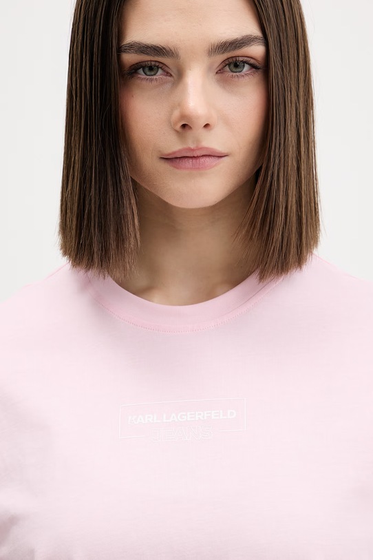 Karl Lagerfeld Jeans t-shirt bawełniany różowy A4W17003
