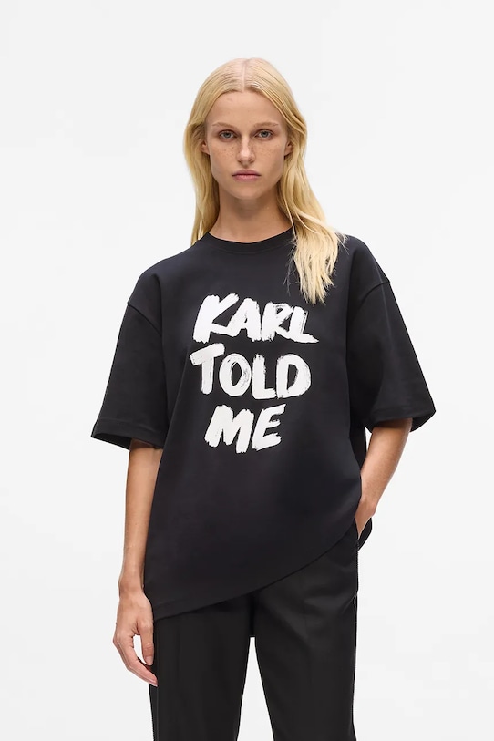 Karl Lagerfeld pamut póló Karl Lagerfeld x Paris Hilton pamut fekete A4W17101