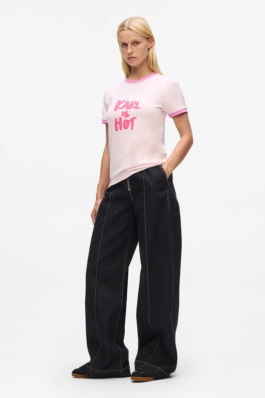 Karl Lagerfeld t-shirt bawełniany Karl Lagerfeld x Paris Hilton różowy A4W17102