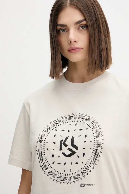 Karl Lagerfeld Jeans t-shirt bawełniany beżowy A4W17008