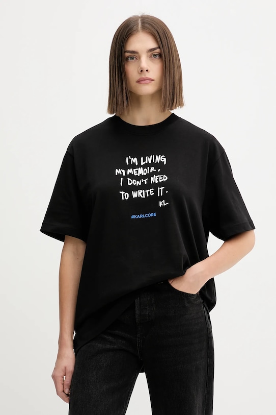 Karl Lagerfeld Jeans t-shirt bawełniany nadruk czarny A4W17009