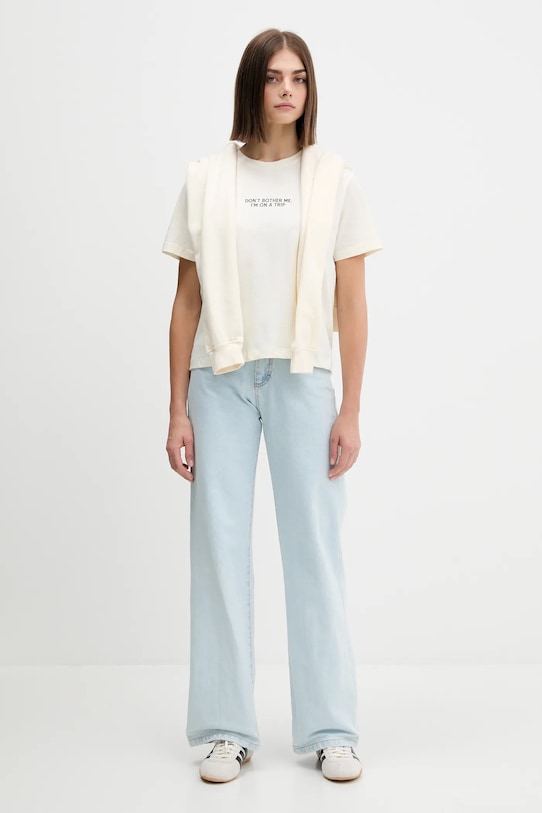 Kaotiko t-shirt bawełniany AR008.01.M002 beżowy AW25