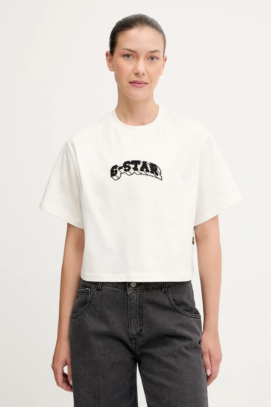 G-Star t-shirt bawełniany aplikacja beżowy D26921.C336