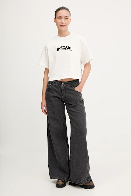 G-Star t-shirt bawełniany D26921.C336 beżowy AW25