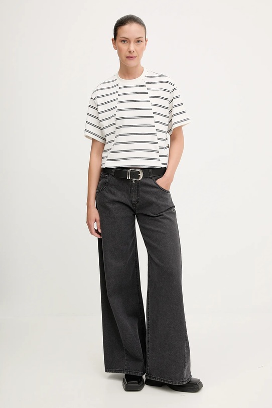 G-Star t-shirt bawełniany 0 D27180.E134 beżowy AW25