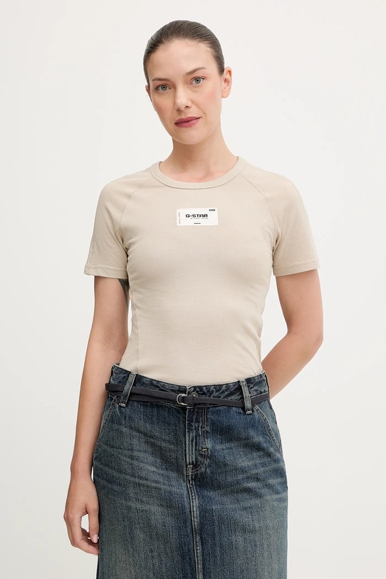 G-Star t-shirt bawełniany regular beżowy D27741.D961
