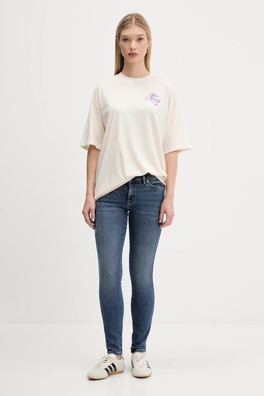 Памучна тениска Hugo Blue 50547957 бежов AW25