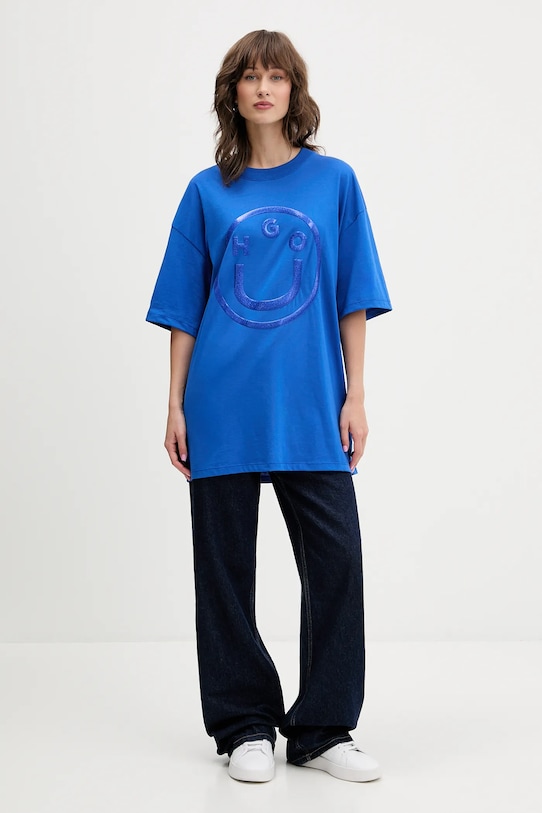 Hugo Blue t-shirt bawełniany 50550141 niebieski NC25