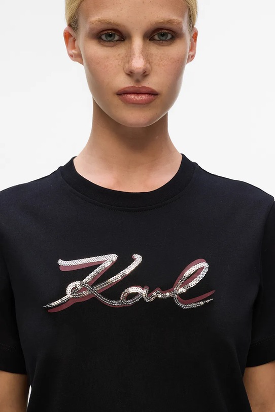 Odzież Karl Lagerfeld t-shirt bawełniany A4W17052 czarny