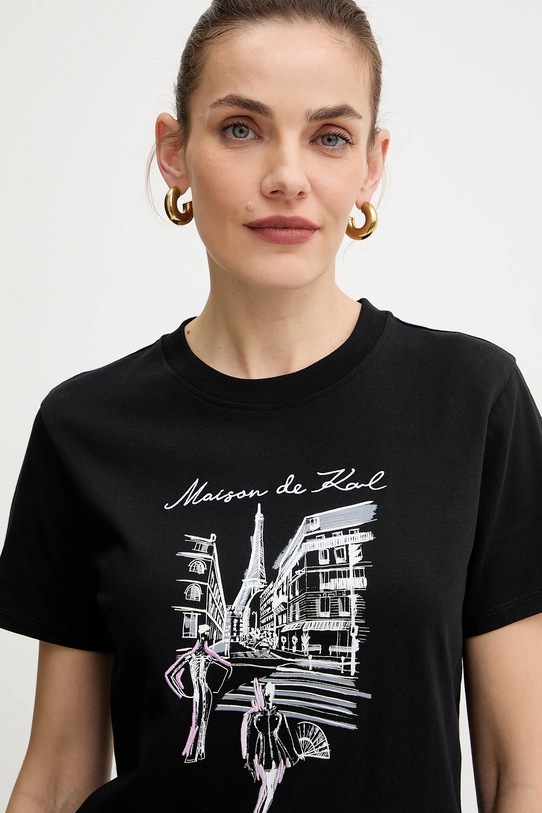 Karl Lagerfeld t-shirt bawełniany czarny A4W17087