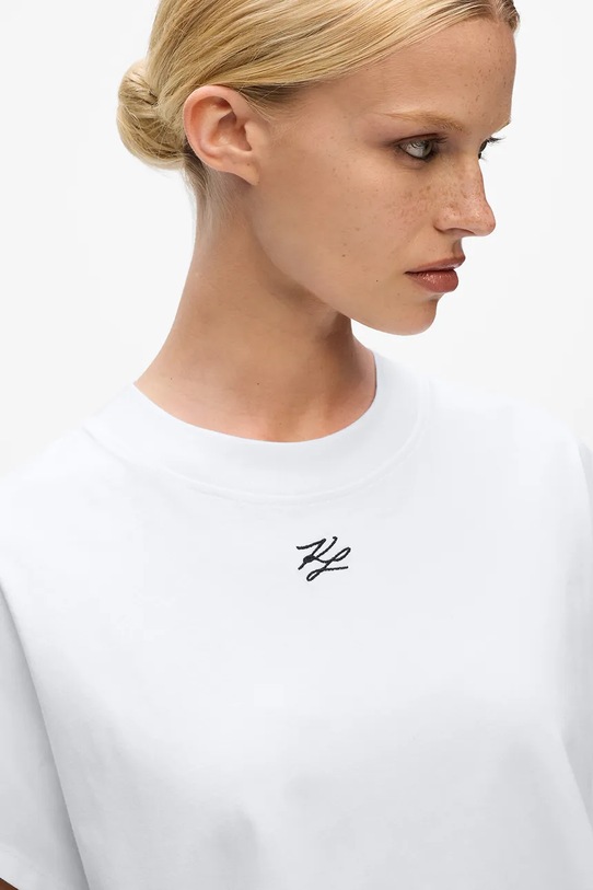 Ρούχα Βαμβακερό μπλουζάκι Karl Lagerfeld A4W17039 λευκό