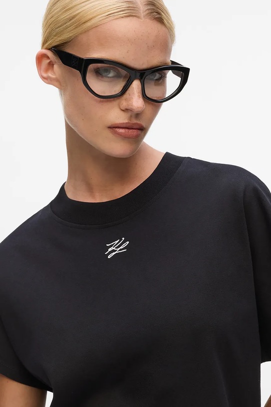 Ρούχα Βαμβακερό μπλουζάκι Karl Lagerfeld A4W17039 μαύρο