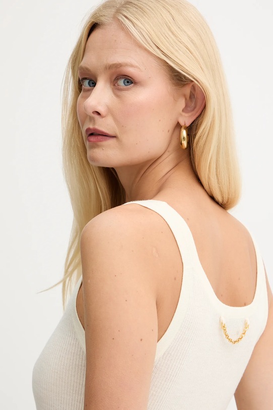 Elisabetta Franchi top z dodatkiem wełny TK63B57E2 beżowy