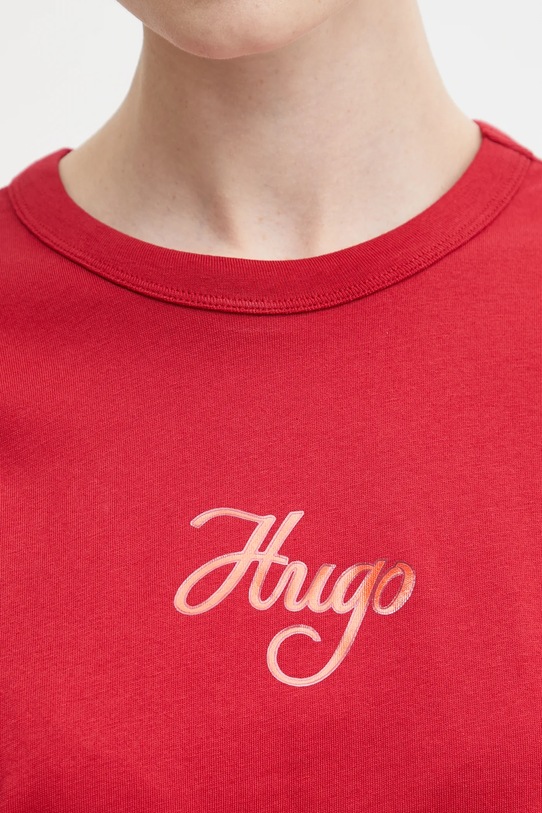 Памучна тениска HUGO 50550117 червен