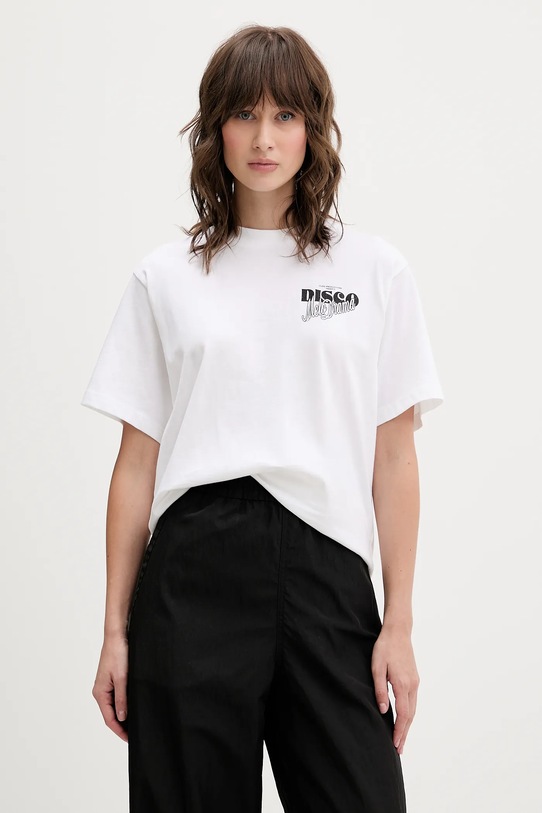 HUGO t-shirt bawełniany nadruk beżowy 50550148