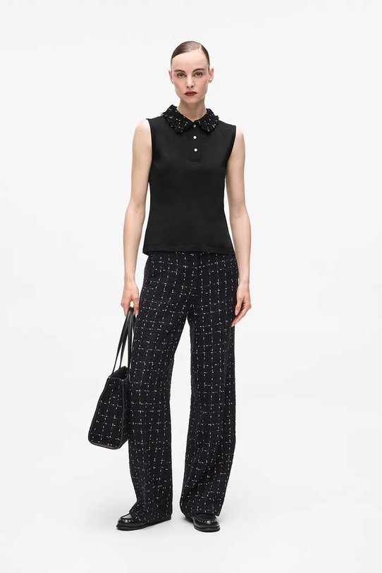 Karl Lagerfeld top z domieszką wełny czarny A4W17038