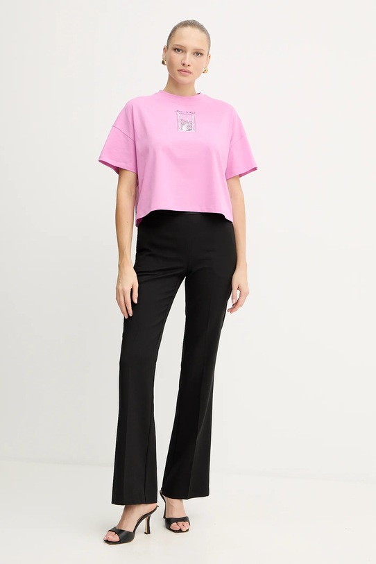 Bavlněné tričko Karl Lagerfeld A4W17086 růžová AW25