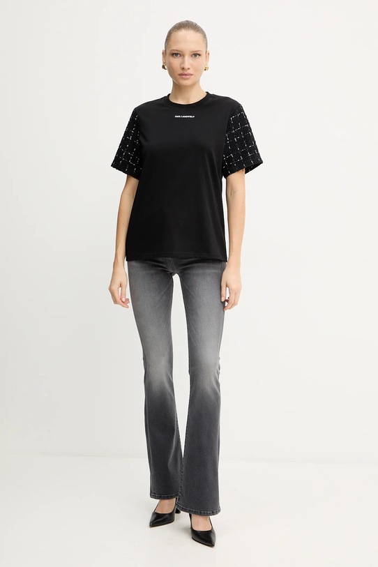 Karl Lagerfeld tricou de lână A4W17091 negru AW25