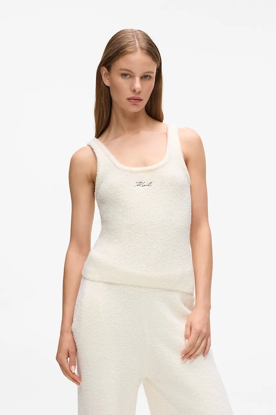 Karl Lagerfeld tricou fără mâneci uni alb A4W44004
