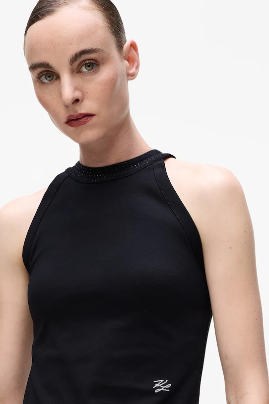 Odzież Karl Lagerfeld top bawełniany A4W17056 czarny