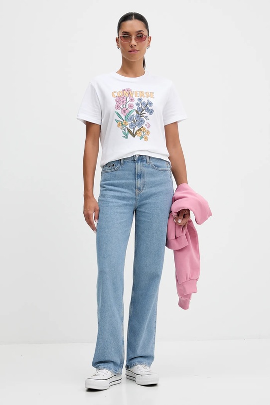 Converse t-shirt bawełniany CVW5T235 biały AW25