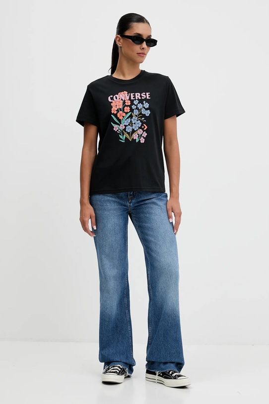 Converse t-shirt bawełniany CVW5T235 czarny AW25