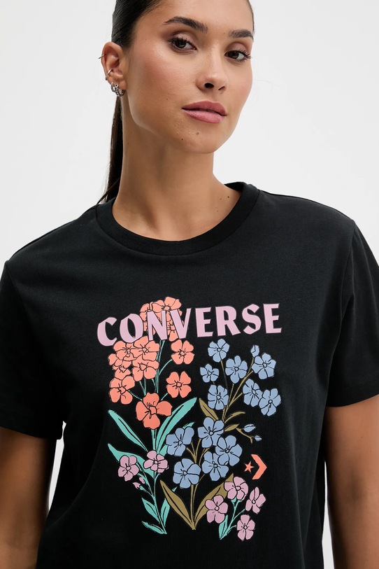 Converse t-shirt bawełniany czarny CVW5T235