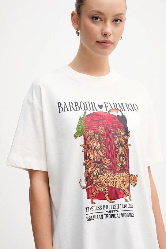 Bavlněné tričko Barbour x Farm Rio bílá LTS0699
