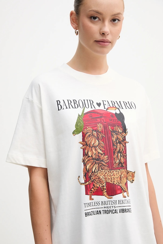 Хлопковая футболка Barbour x Farm Rio белый LTS0699