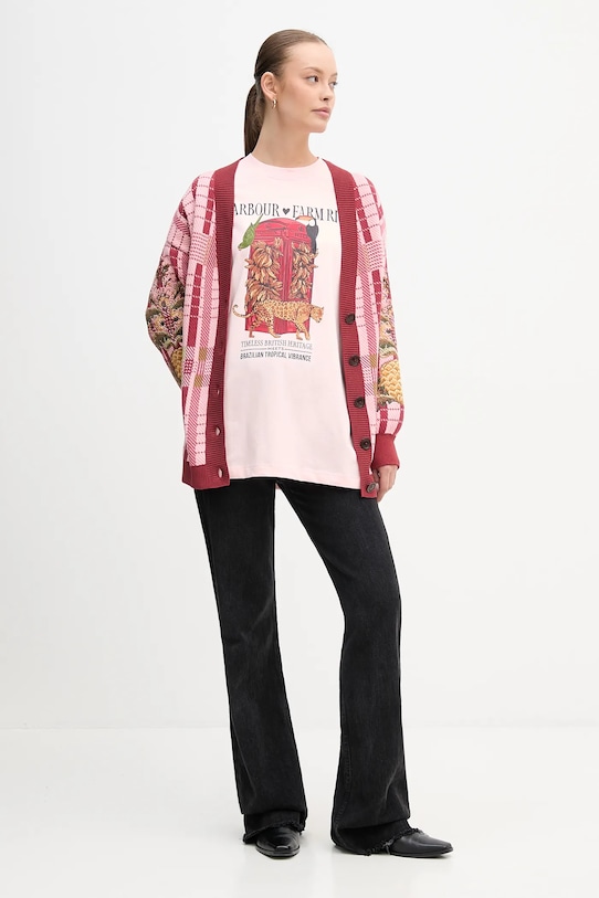 Barbour pamut póló x Farm Rio LTS0699 rózsaszín AW25