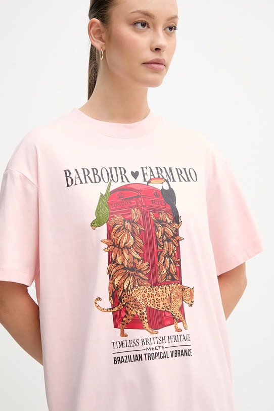 Хлопковая футболка Barbour x Farm Rio розовый LTS0699