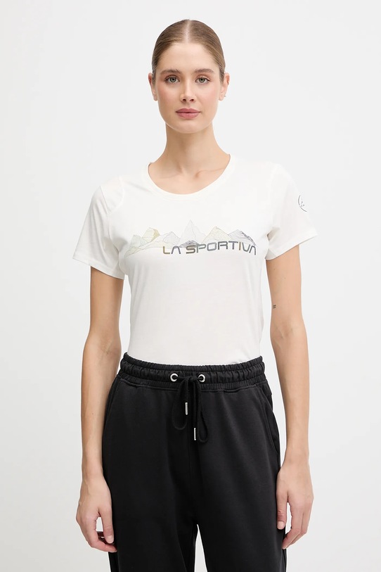 Bavlněné tričko LA Sportiva Peaks slim béžová ZACT082