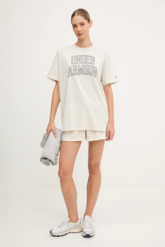 Under Armour t-shirt Rival 6007883 beżowy AW25