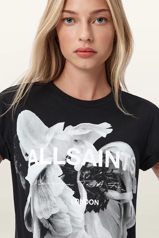 Βαμβακερό μπλουζάκι AllSaints LENA W021JD μαύρο AW25