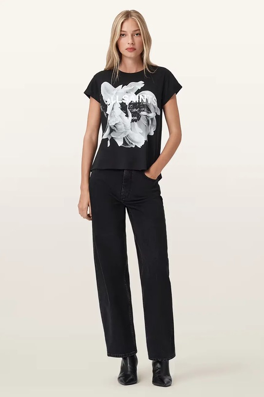 Βαμβακερό μπλουζάκι AllSaints LENA μαύρο W021JD