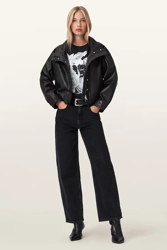 Хлопковая футболка AllSaints LENA W021JD чёрный