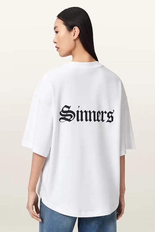 Бавовняна футболка AllSaints SAINT W139JD білий SS26
