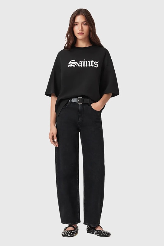 Βαμβακερό μπλουζάκι AllSaints SAINT W139JD μαύρο