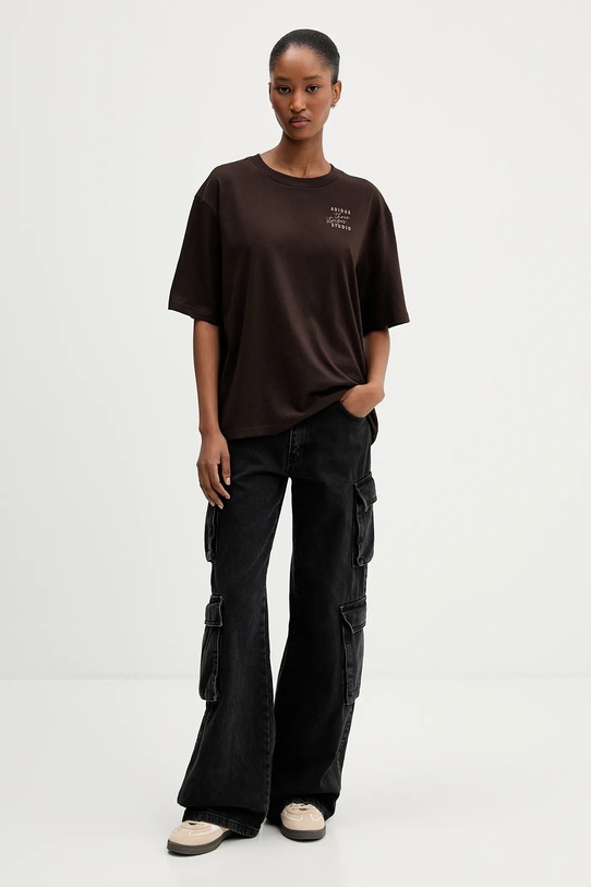 adidas t-shirt bawełniany KT3274 brązowy AW25
