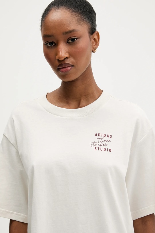 adidas t-shirt bawełniany beżowy KT3275