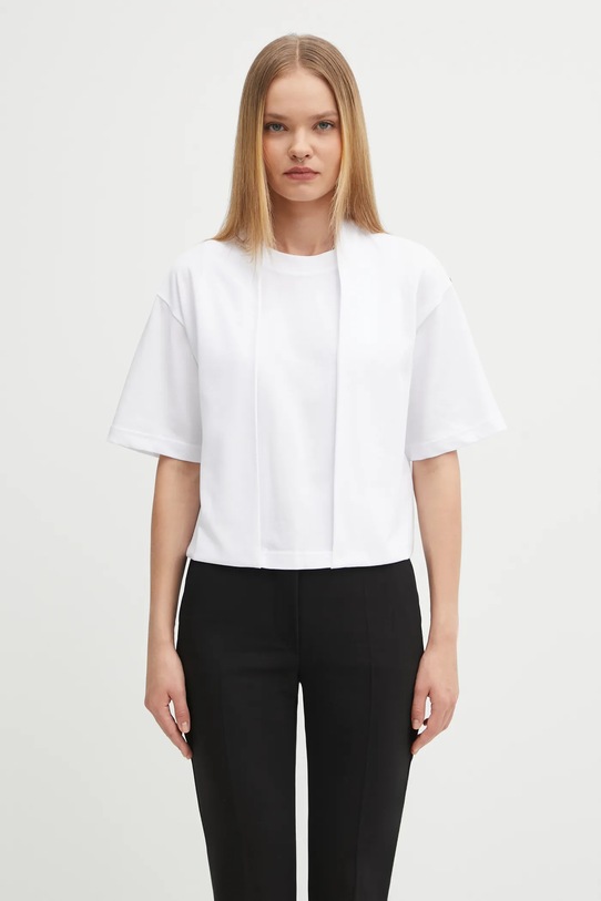 Sportmax t-shirt bawełniany NAVA gładkie biały 2522946015600