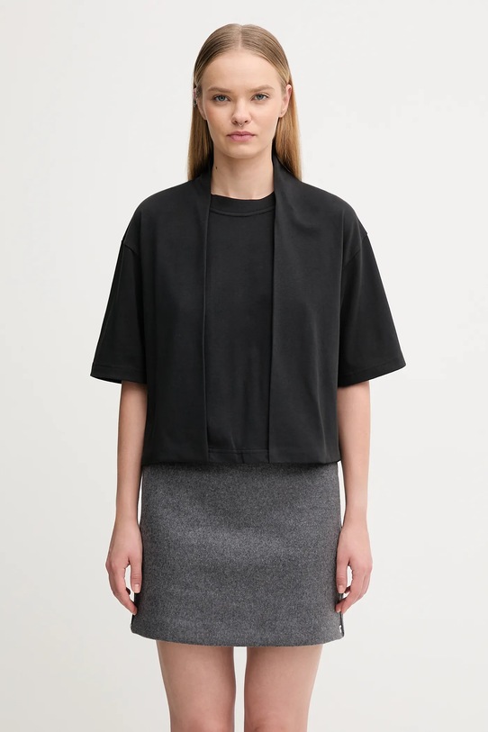 Sportmax t-shirt bawełniany NAVA gładkie czarny 2522946015600