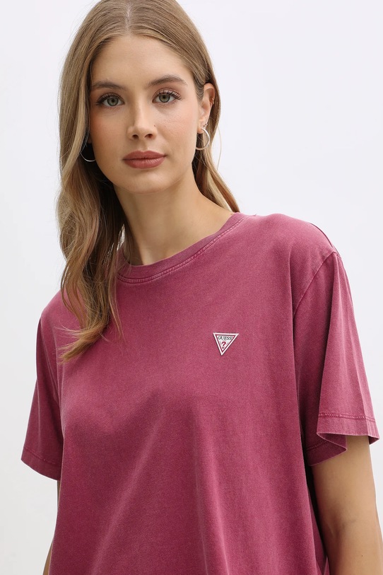 Хлопковая футболка Guess Jeans бордо W5BI23.K8HM0
