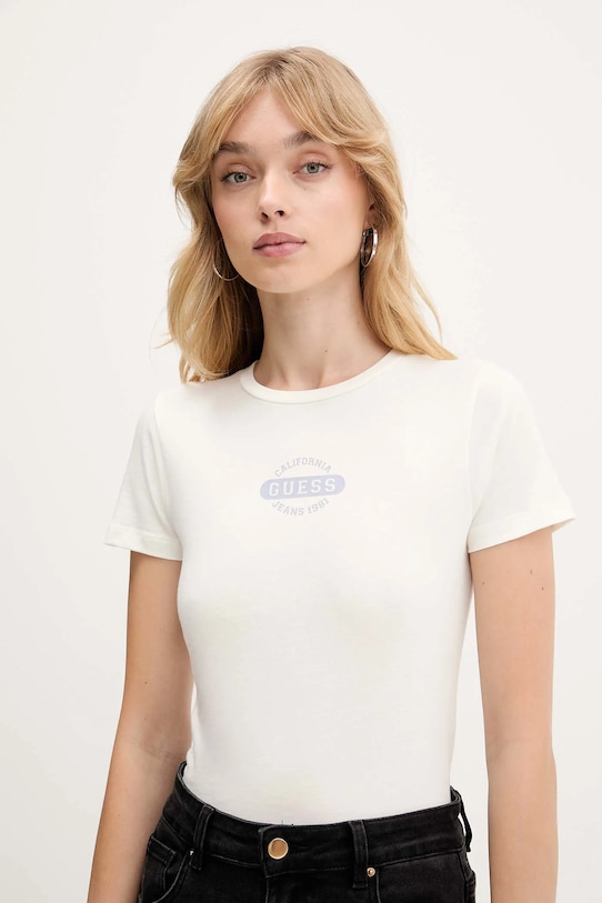 Guess Jeans tricou din bumbac bej W5BI47.KCTX1