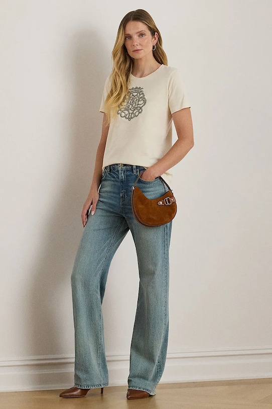 Odzież Lauren Ralph Lauren t-shirt bawełniany 200980211 beżowy