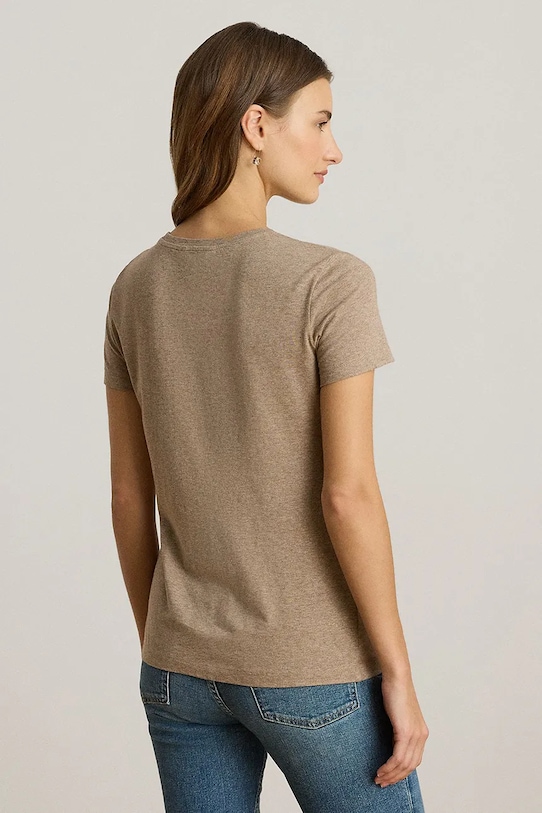 Bavlnené tričko Lauren Ralph Lauren 200980286 béžová AW25