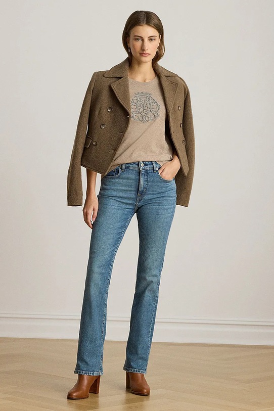 Одежда Хлопковая футболка Lauren Ralph Lauren 200980286 бежевый