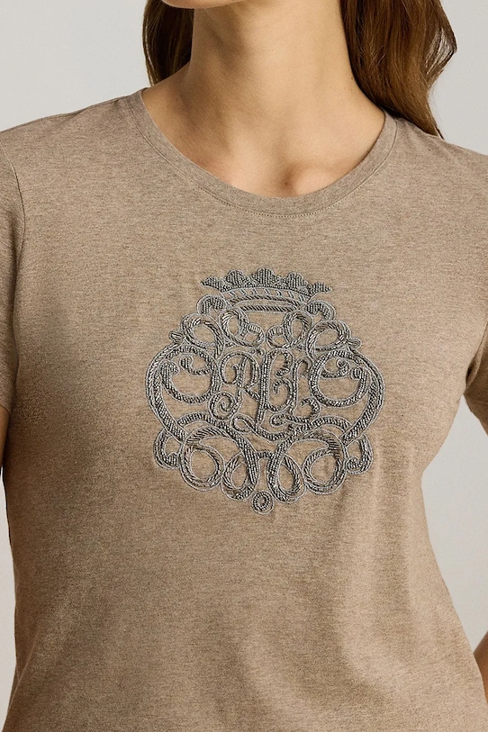 Bavlnené tričko Lauren Ralph Lauren béžová 200980286